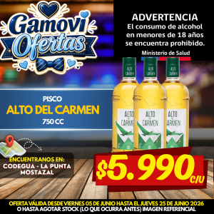 PISCO 750CC ALTO DEL CARMEN