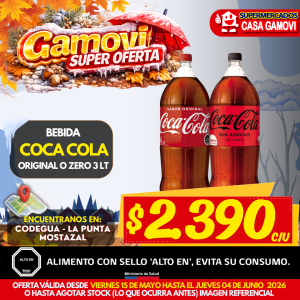 BEBIDA PET 3LT COCA COLA ORIGINAL Y ZERO