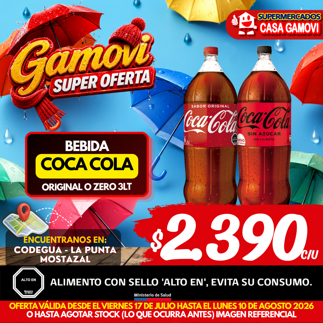 BEBIDA PET 3LT COCA COLA ORIGINAL Y ZERO - Imagen 1