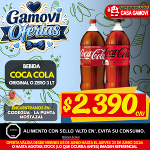 BEBIDA PET 3LT COCA COLA ORIGINAL Y ZERO