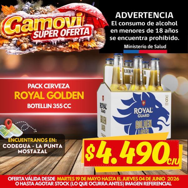 CERVEZA 355CC 5GL ROYAL GUARD GOLDEN LAGER