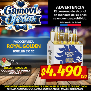 CERVEZA 355CC 5GL ROYAL GUARD GOLDEN LAGER