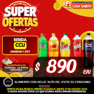 BEBIDAS CCU VARIEDADES 1.25 LITROS