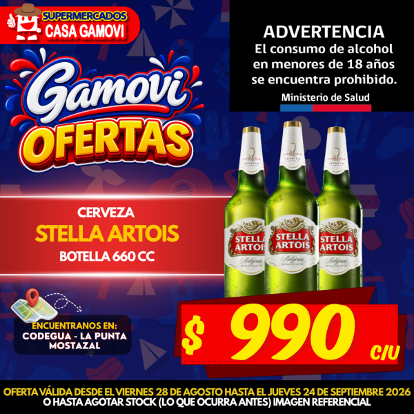 CERVEZA STELLA ARTOIS BOTELLA DE 660 CC