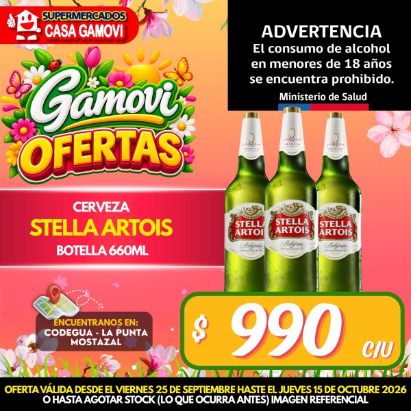 CERVEZA STELLA ARTOIS BOTELLA DE 660 CC