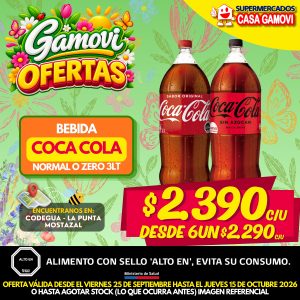 BEBIDA PET 3LT COCA COLA ORIGINAL Y ZERO