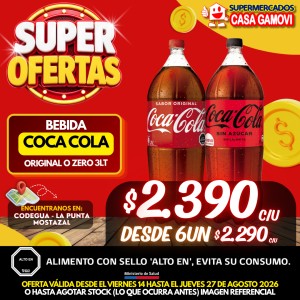 BEBIDA PET 3LT COCA COLA ORIGINAL Y ZERO