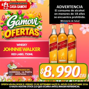 WHISKY JOHNNIE WALKER RED LABEL 750 CC